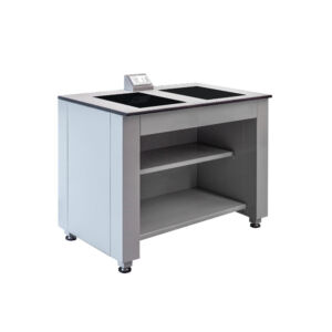 Balance Table โครงเหล็กพ่นสี T.แกรนิต ดำอินเดีย เจาะ 2 หลุม ขาปรับระดับ ขนาด W120xD75xH80 cm